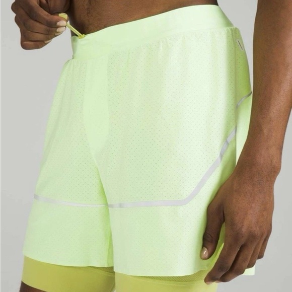Lululemon Men’s Surge Athletic Running Shorts in Neon Green Yellow Volt - Picture 1 of 8